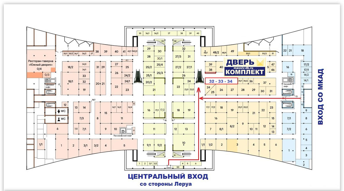 Схема торгового центра Элитстройматериалы Москва Дверь Комплект
